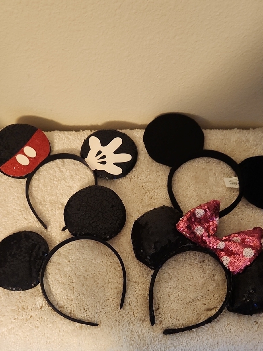Disney Black Mickey Ears Headband Set with Red and Pink Accents